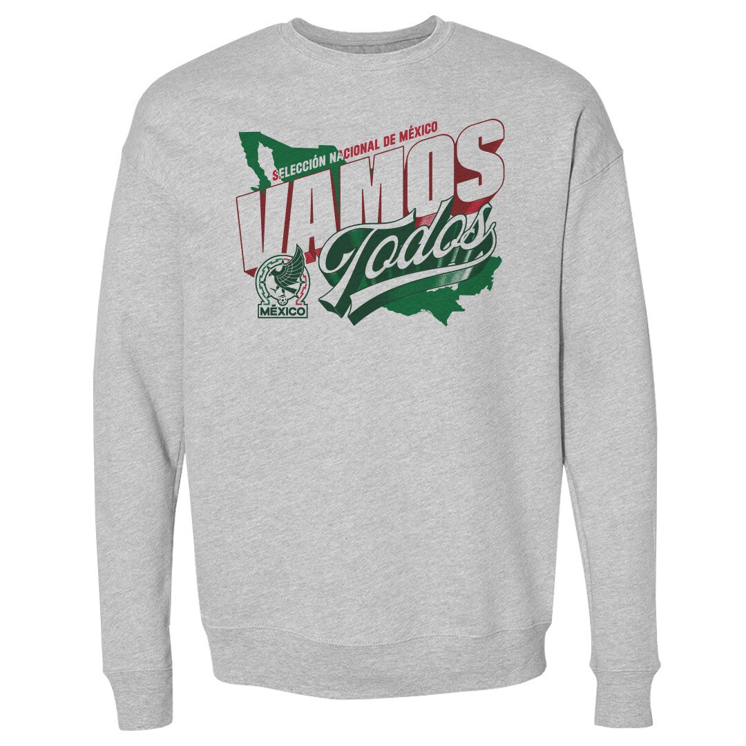 Shop mexico national team 500 level vamos todos country crewneck sweatshirt – heather gray – Mexico Football Shirts & World Cup Jerseys
