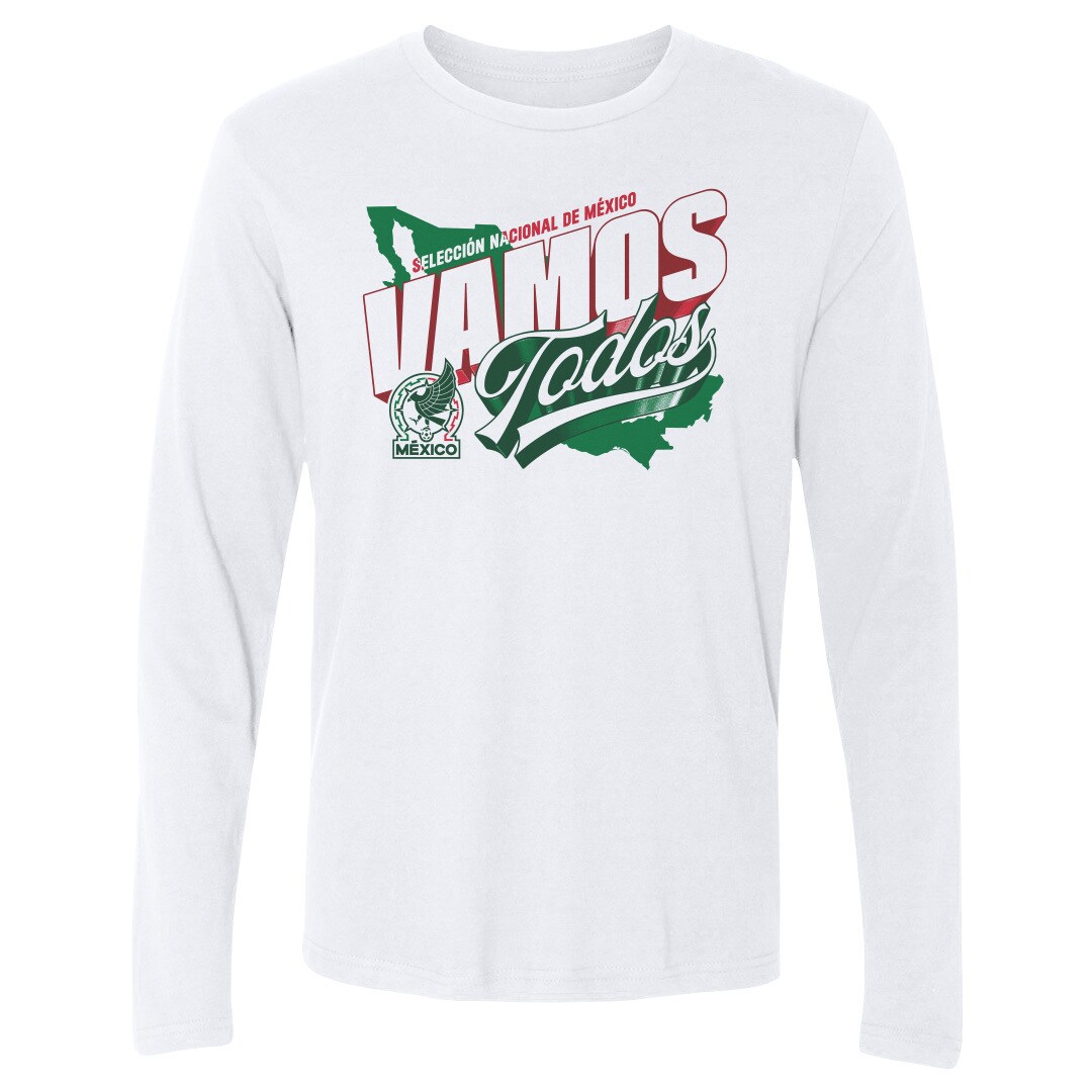 Shop mexico national team 500 level vamos todos country long sleeve t-shirt – white – Mexico Football Shirts & World Cup Jerseys