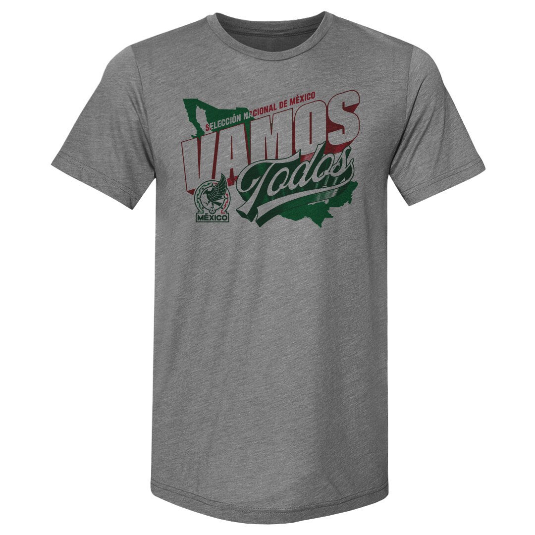 Shop mexico national team 500 level vamos todos country premium tri-blend t-shirt – gray – Mexico Football Shirts & World Cup Jerseys