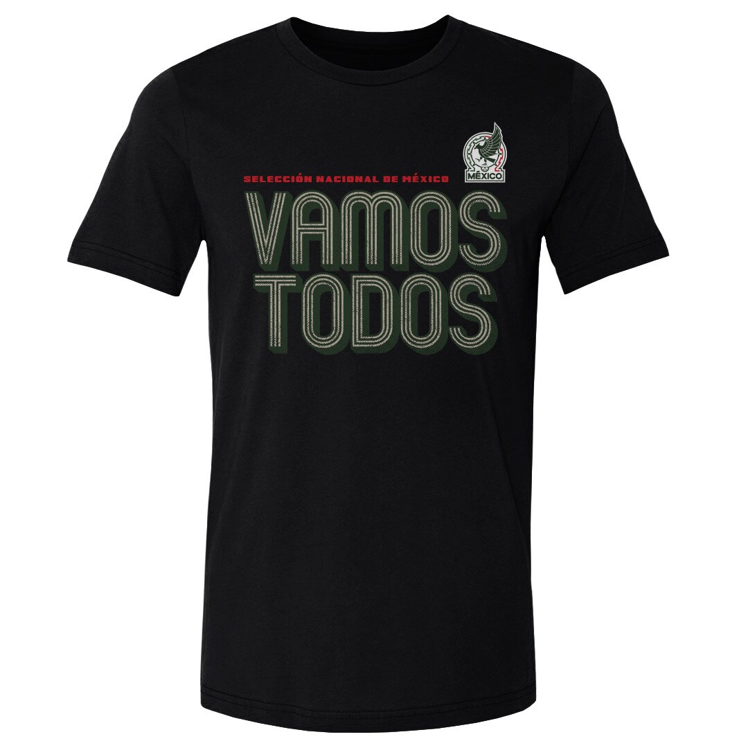 Shop mexico national team 500 level vamos todos inline bold cotton t-shirt – black – Mexico Football Shirts & World Cup Jerseys