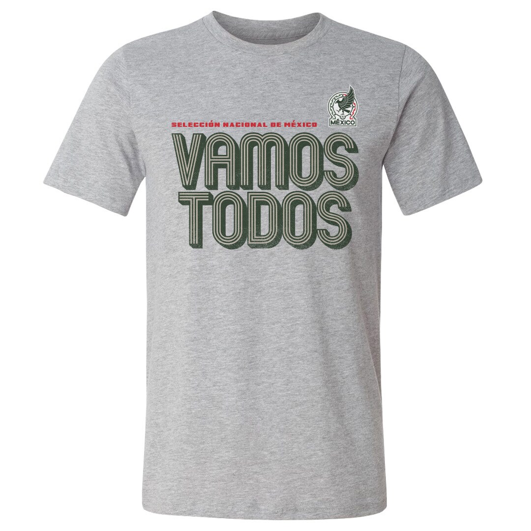 Shop mexico national team 500 level vamos todos inline bold cotton t-shirt – heather gray – Mexico Football Shirts & World Cup Jerseys