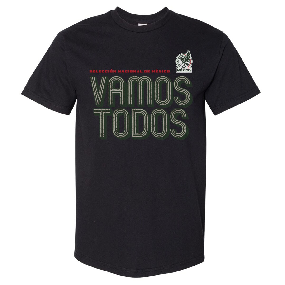 Shop mexico national team 500 level vamos todos inline bold heavyweight t-shirt – black – Mexico Football Shirts & World Cup Jerseys
