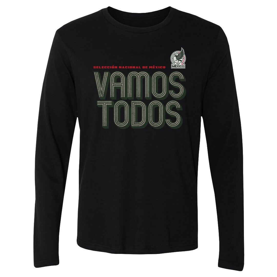 Shop mexico national team 500 level vamos todos inline bold long sleeve t-shirt – black – Mexico Football Shirts & World Cup Jerseys