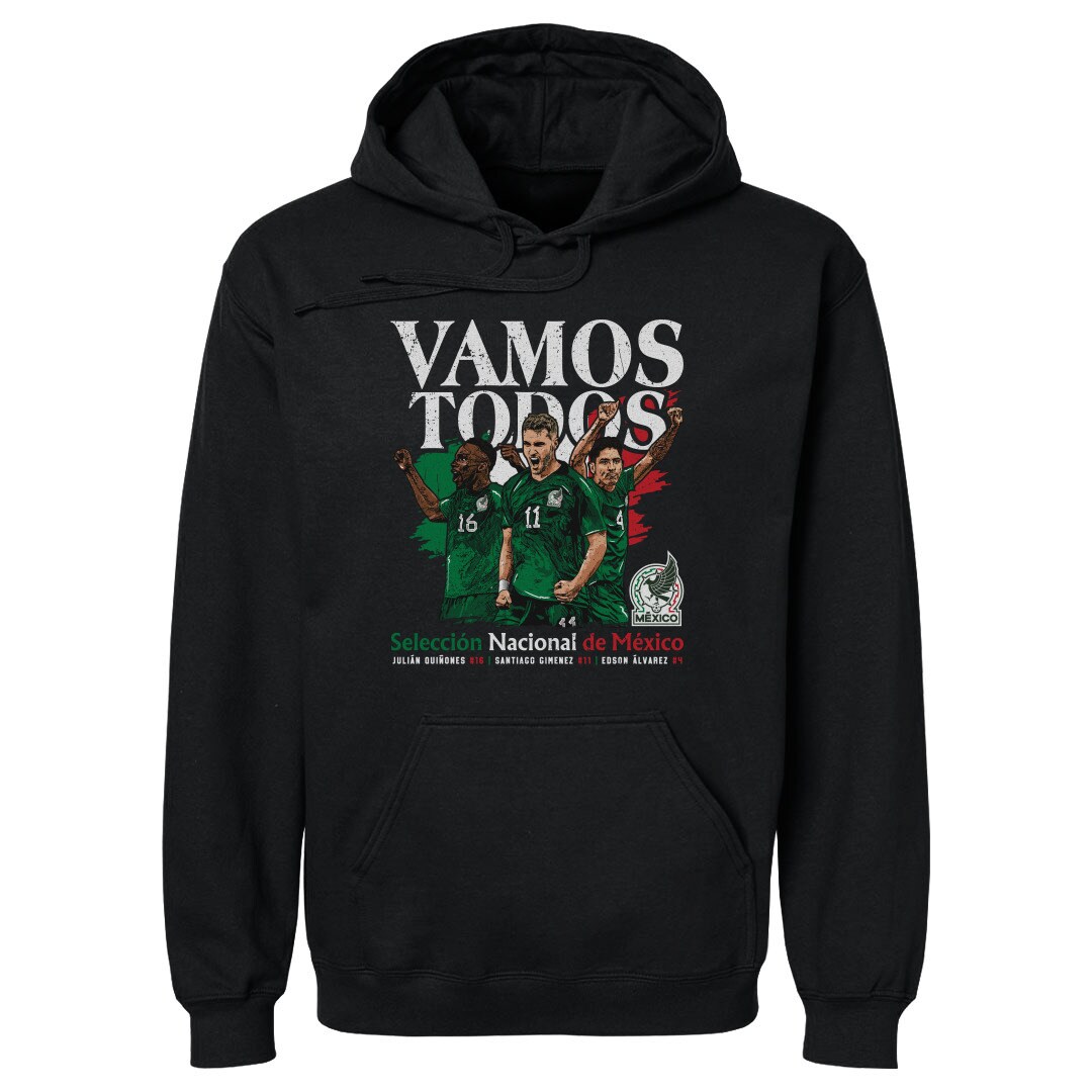 Shop mexico national team 500 level vamos todos julián quiñones santiago giménez amp edson Álvarez pullover hoodie – black – Mexico Football Shirts & World Cup Jerseys