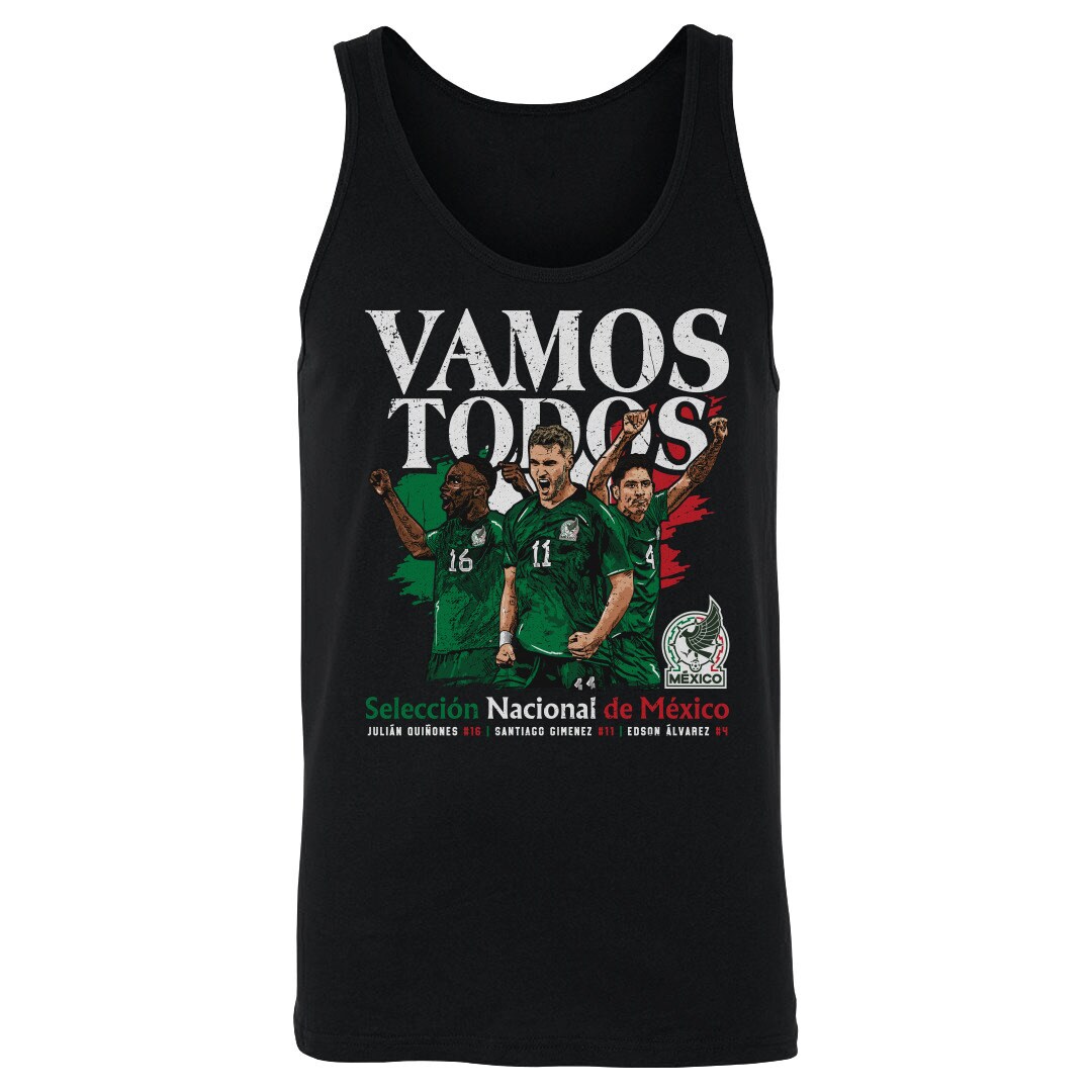 Shop mexico national team 500 level vamos todos julián quiñones santiago giménez amp edson Álvarez tank top – black – Mexico Football Shirts & World Cup Jerseys
