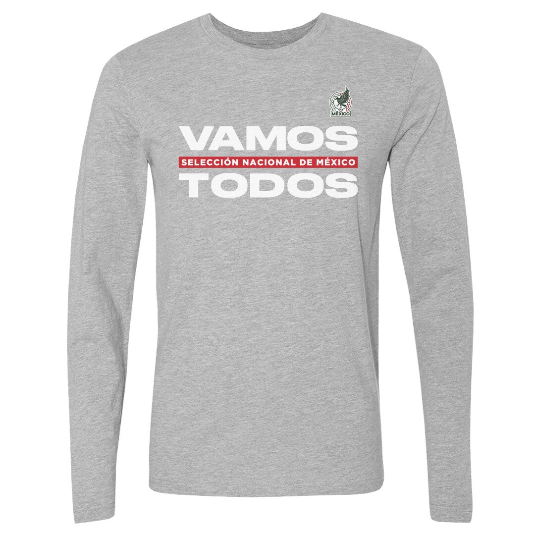 Shop mexico national team 500 level vamos todos long sleeve t-shirt – heather gray – Mexico Football Shirts & World Cup Jerseys