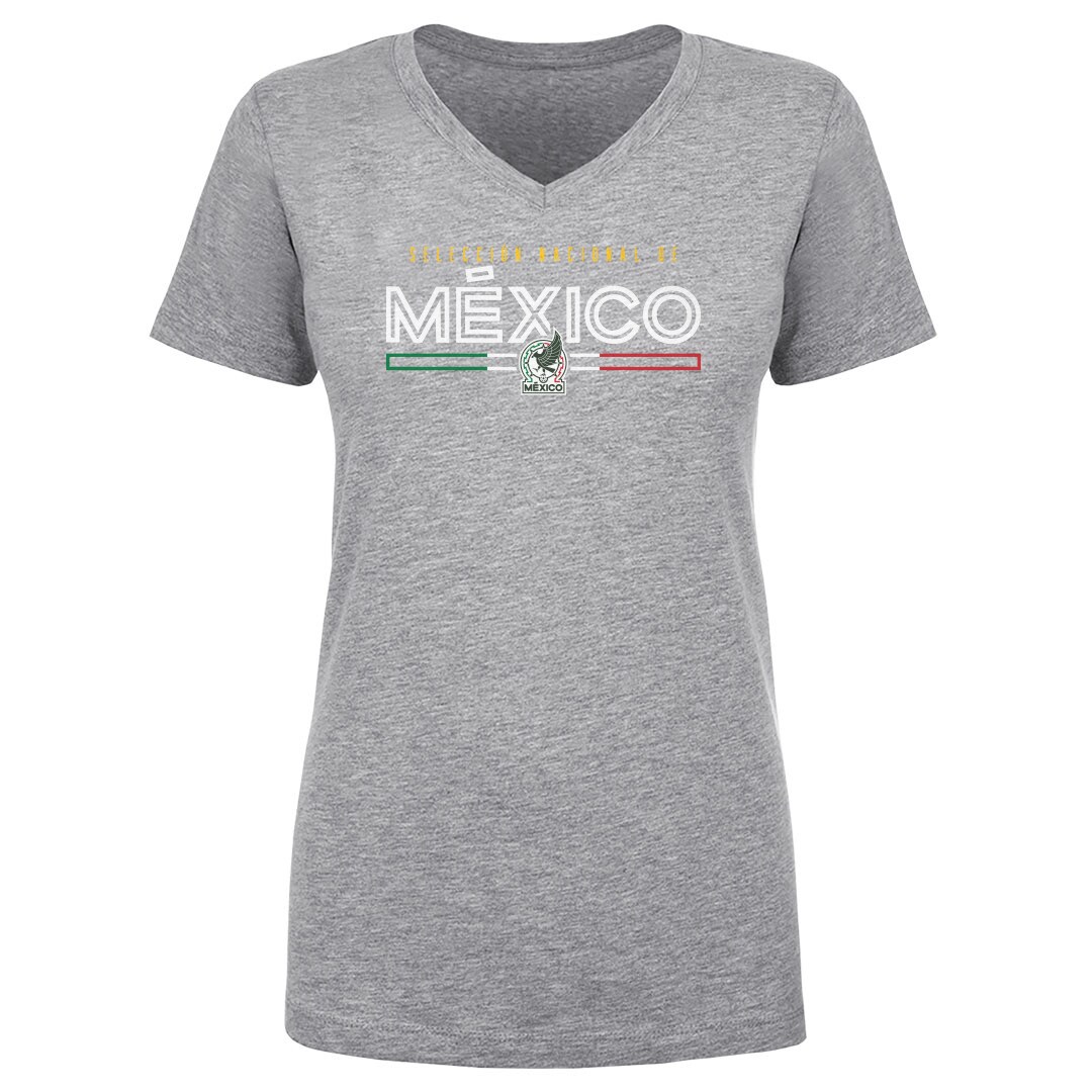 Shop mexico national team 500 level women8217s inline v-neck t-shirt – heather gray – Mexico Football Shirts & World Cup Jerseys