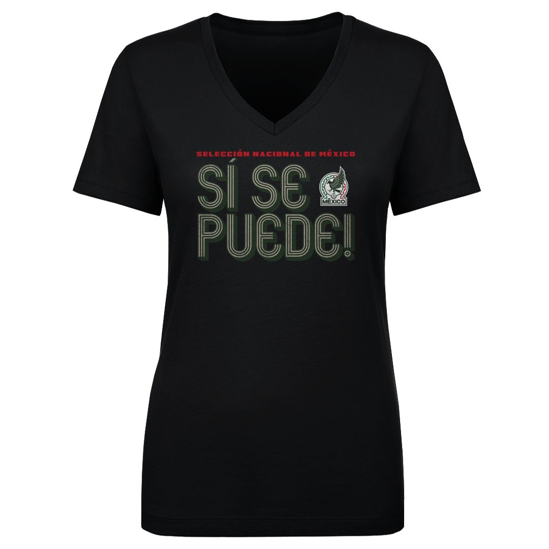 Shop mexico national team 500 level women8217s si se puede inline bold v-neck t-shirt – black – Mexico Football Shirts & World Cup Jerseys