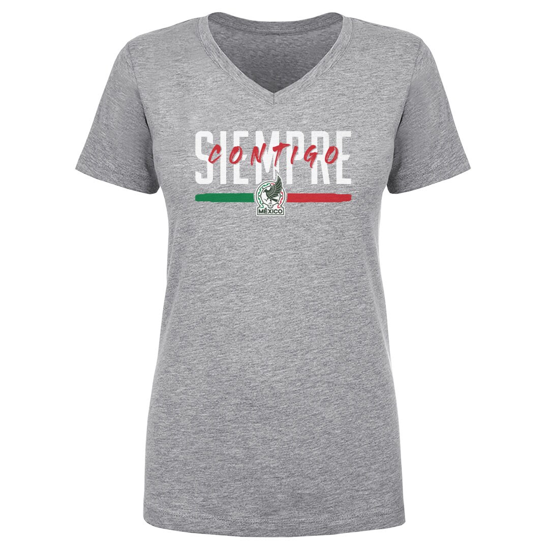 Shop mexico national team 500 level women8217s siempre contigo v-neck t-shirt – heather gray – Mexico Football Shirts & World Cup Jerseys