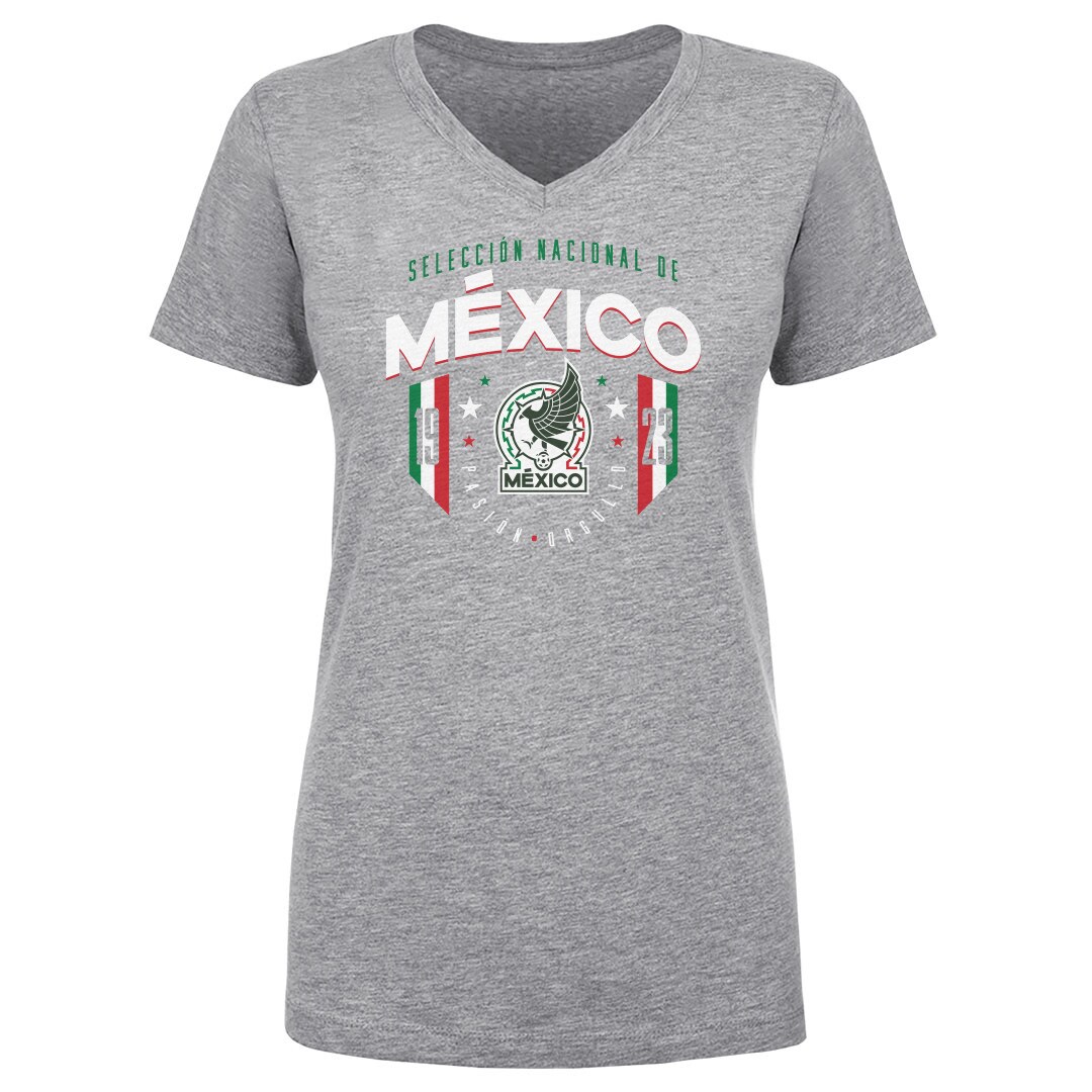Shop mexico national team 500 level women8217s v-neck t-shirt – heather gray – Mexico Football Shirts & World Cup Jerseys