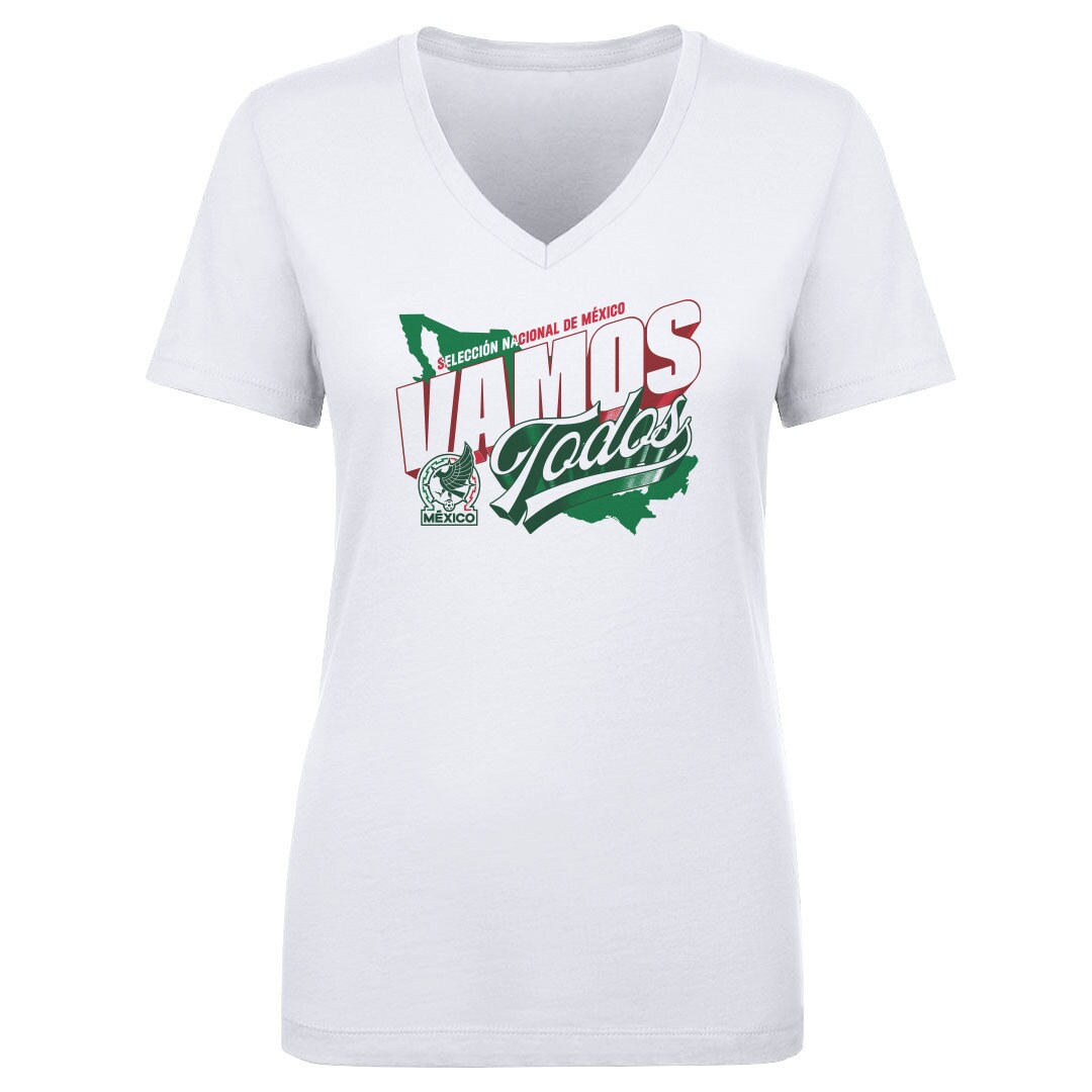 Shop mexico national team 500 level women8217s vamos todos country v-neck t-shirt – white – Mexico Football Shirts & World Cup Jerseys