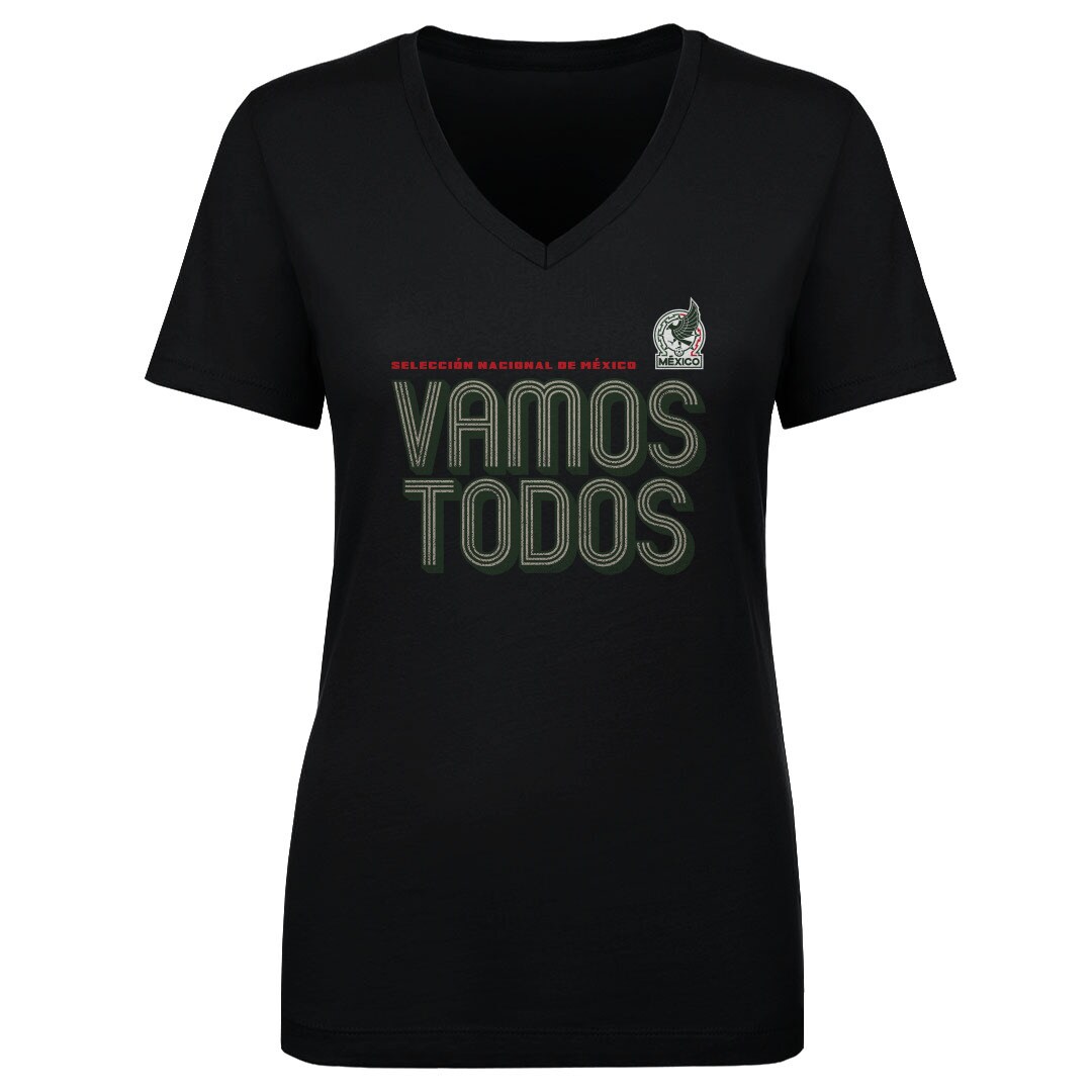 Shop mexico national team 500 level women8217s vamos todos inline bold v-neck t-shirt – black – Mexico Football Shirts & World Cup Jerseys