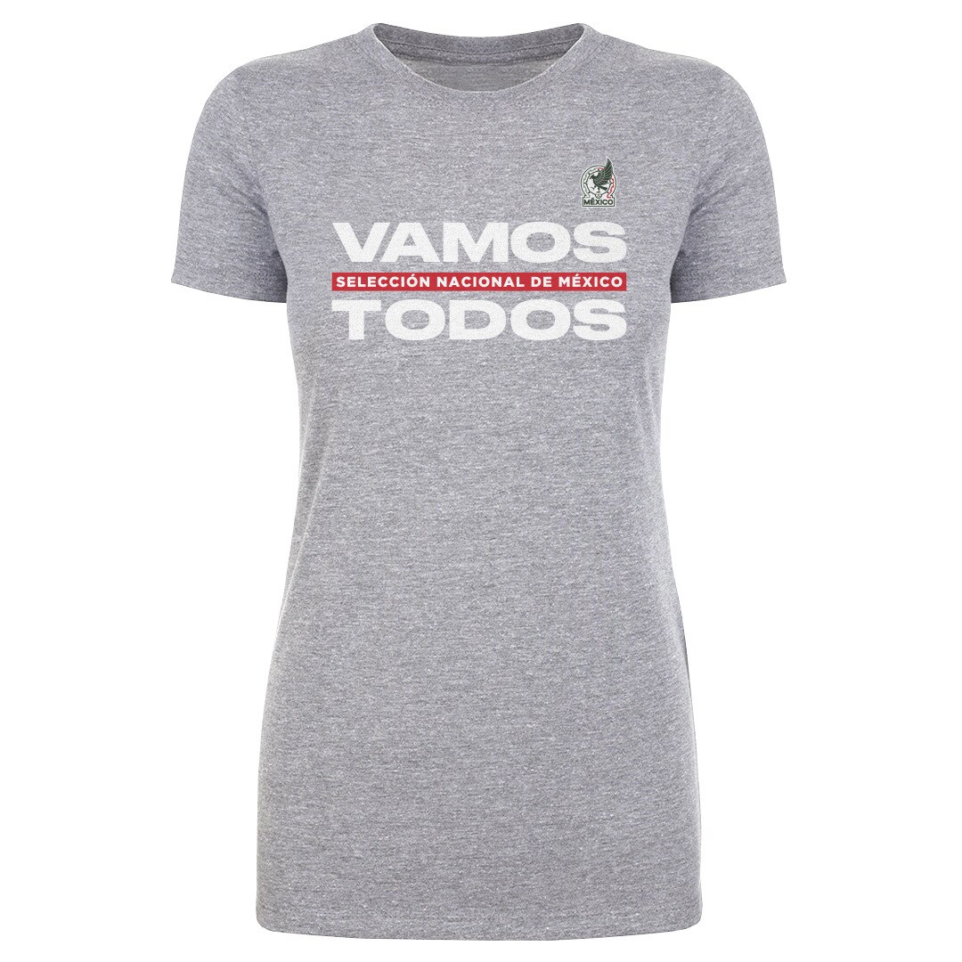 Shop mexico national team 500 level women8217s vamos todos t-shirt – heather gray – Mexico Football Shirts & World Cup Jerseys