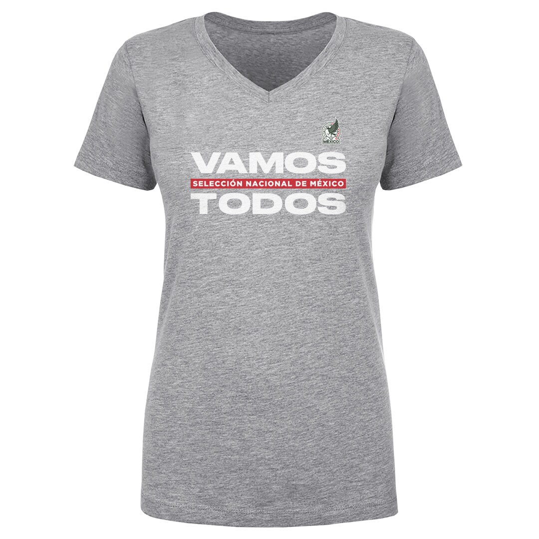 Shop mexico national team 500 level women8217s vamos todos v-neck t-shirt – heather gray – Mexico Football Shirts & World Cup Jerseys