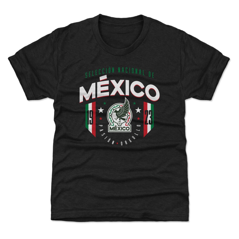 Shop mexico national team 500 level youth 1923 t-shirt – black – Mexico Football Shirts & World Cup Jerseys