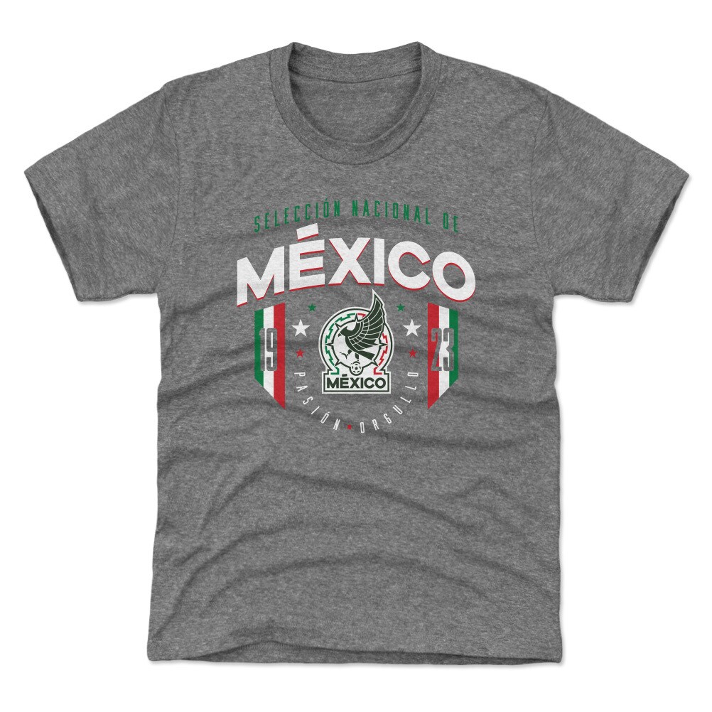 Shop mexico national team 500 level youth 1923 t-shirt – gray – Mexico Football Shirts & World Cup Jerseys