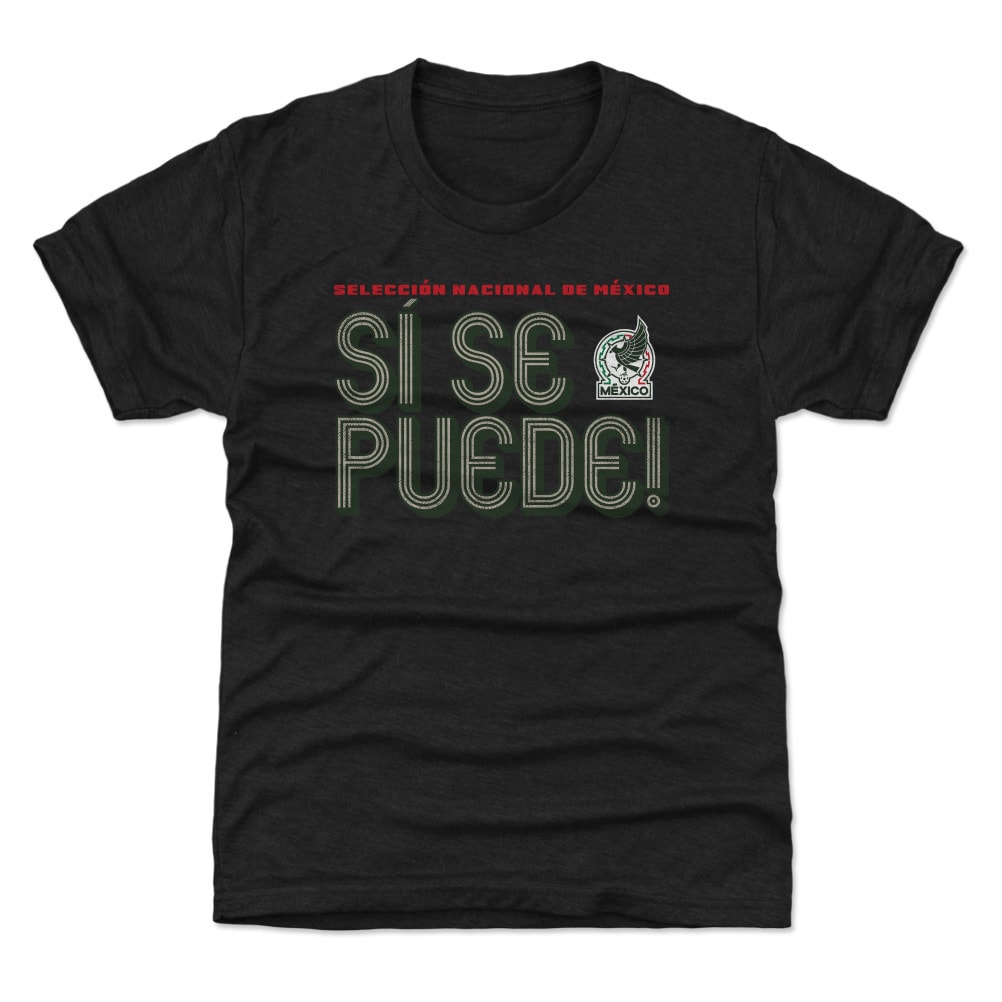 Shop mexico national team 500 level youth si se puede inline bold t-shirt – black – Mexico Football Shirts & World Cup Jerseys