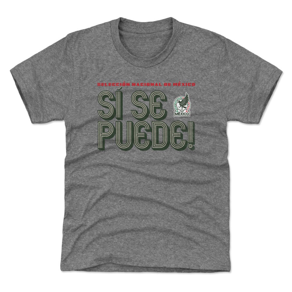 Shop mexico national team 500 level youth si se puede inline bold t-shirt – gray – Mexico Football Shirts & World Cup Jerseys
