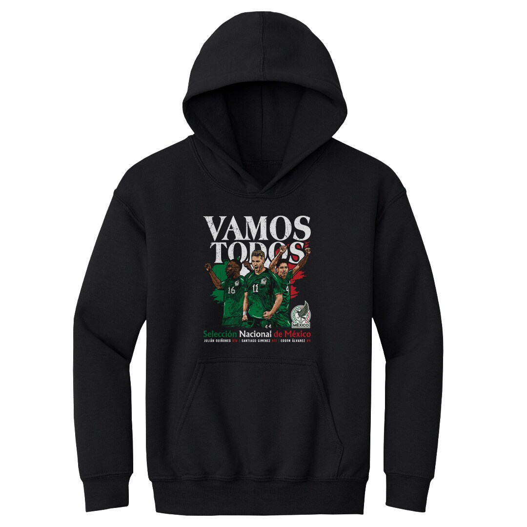 Shop mexico national team 500 level youth vamos todos julián quiñones santiago giménez amp edson Álvarez pullover hoodie – black – Mexico Football Shirts & World Cup Jerseys