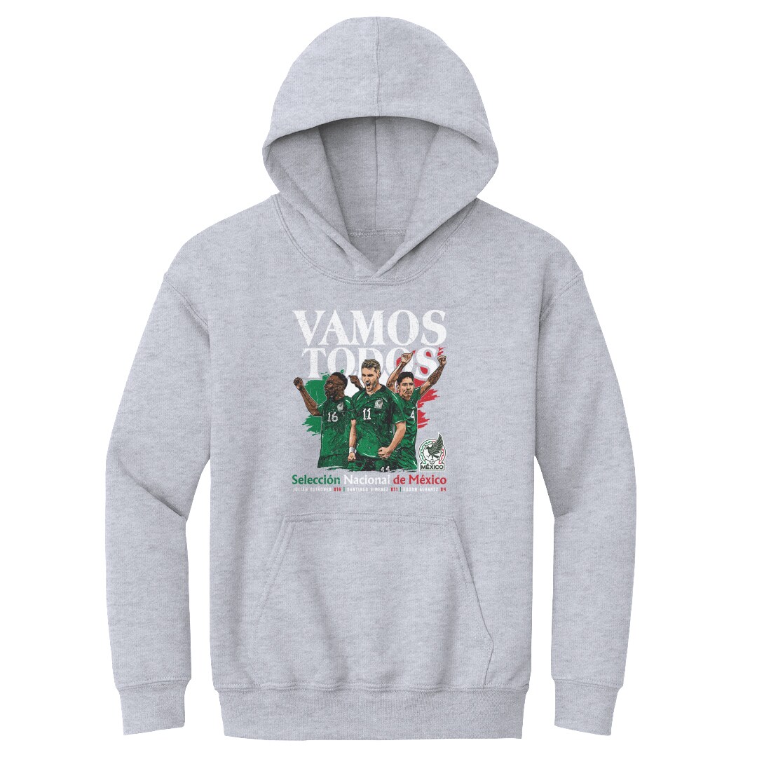 Shop mexico national team 500 level youth vamos todos julián quiñones santiago giménez amp edson Álvarez pullover hoodie – gray – Mexico Football Shirts & World Cup Jerseys