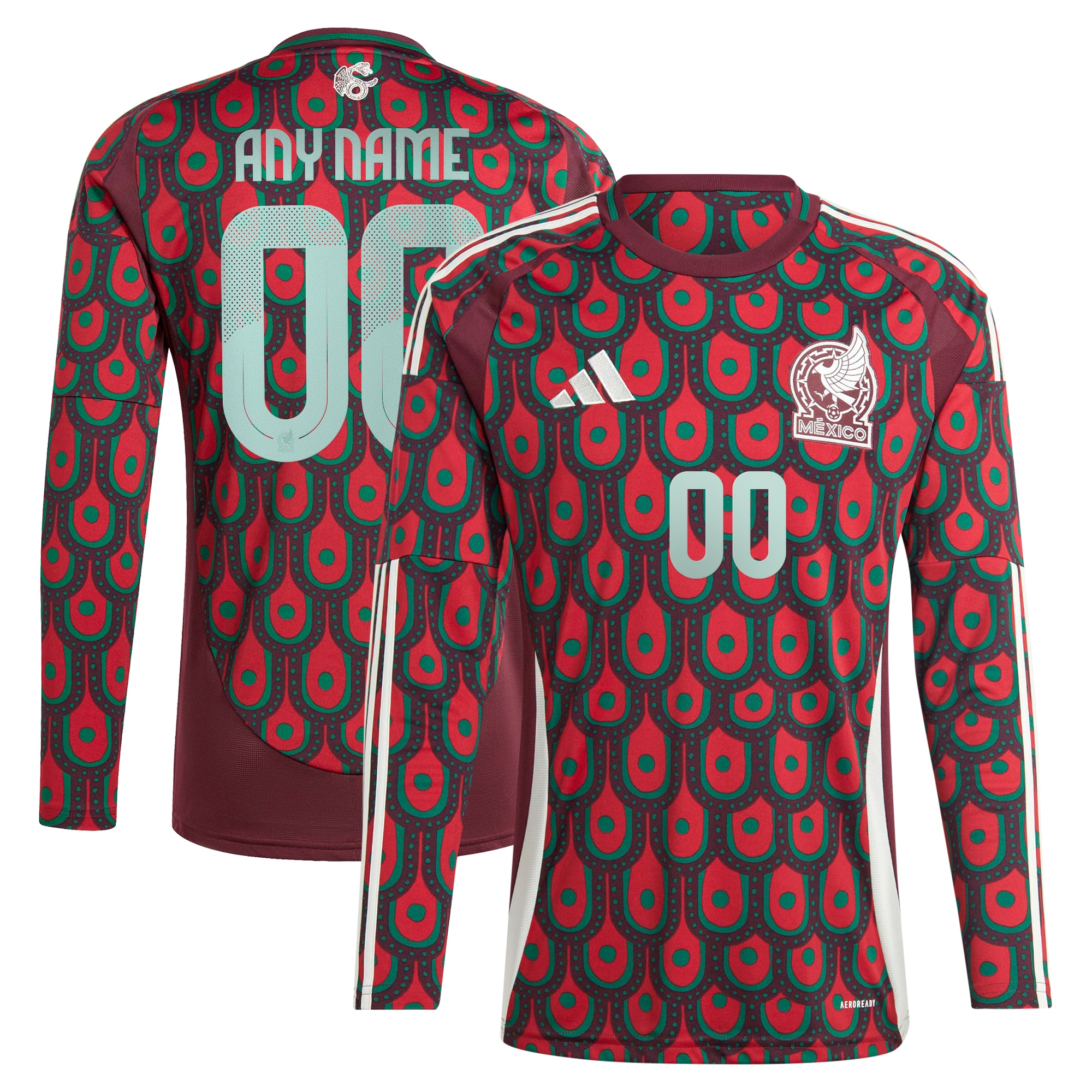 Shop mexico national team adidas 2024 home replica custom long sleeve jersey – burgundy – Mexico Football Shirts & World Cup Jerseys