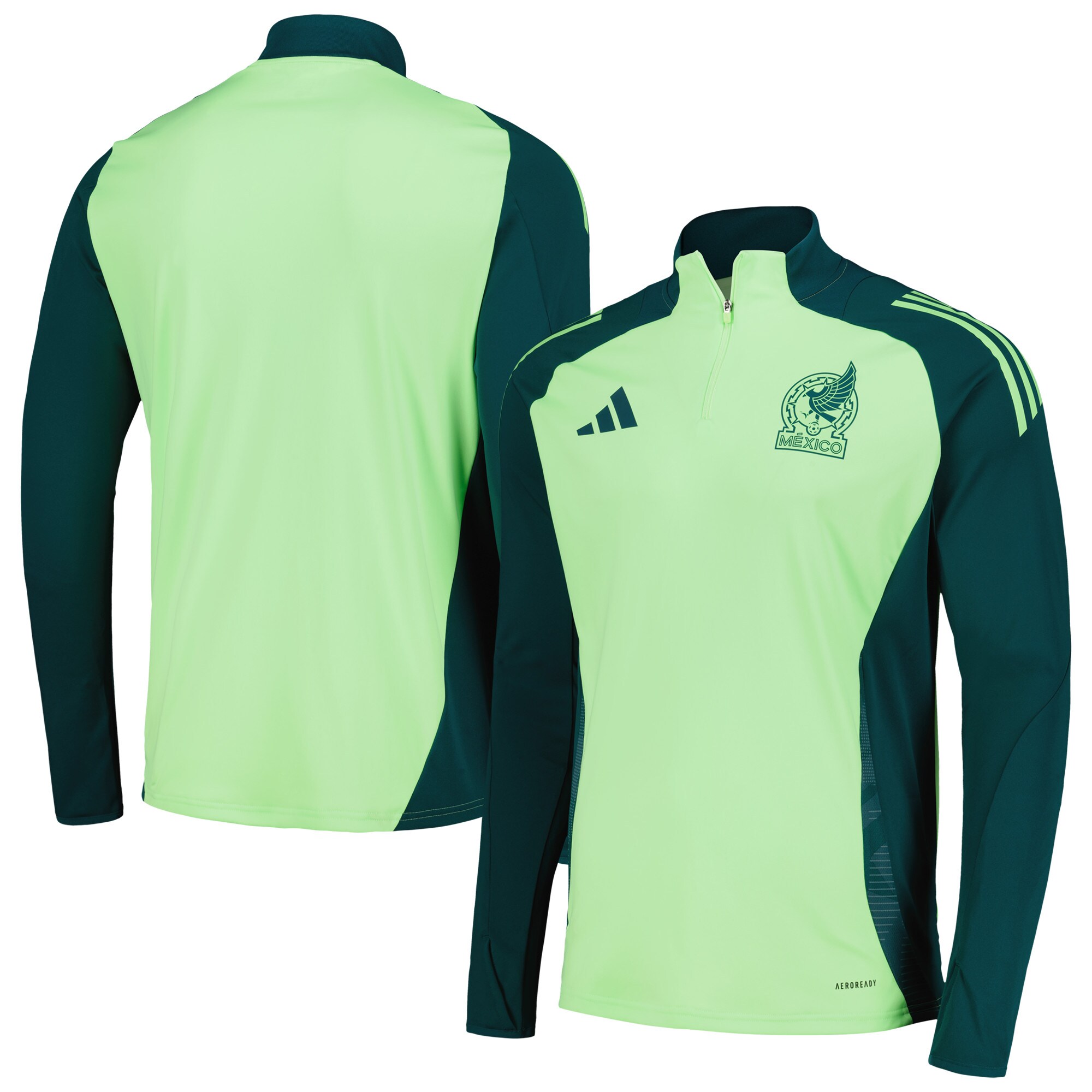 Shop mexico national team adidas 2024 training quarter-zip top – green – Mexico Football Shirts & World Cup Jerseys