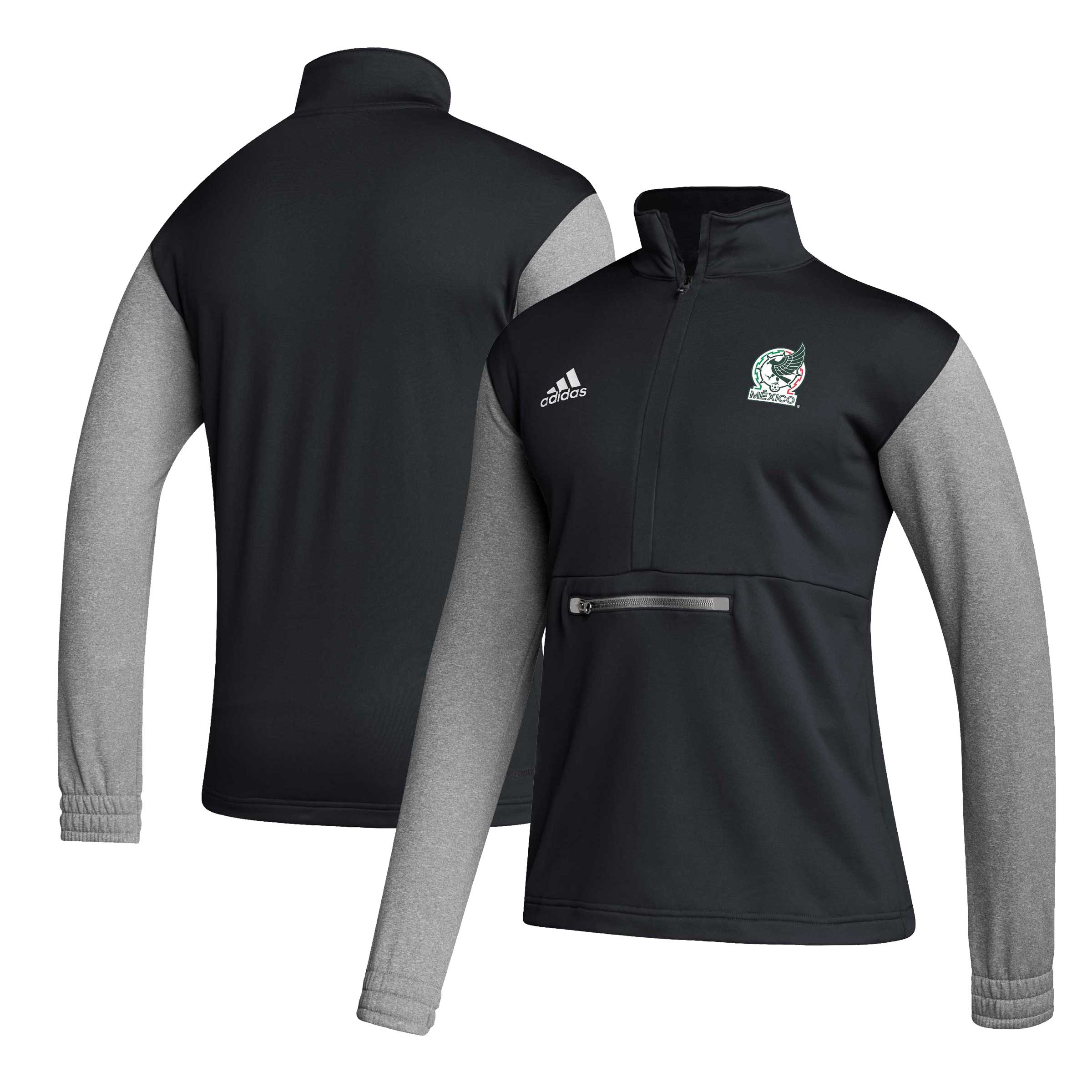 Shop mexico national team adidas crest long sleeve half-zip top – black – Mexico Football Shirts & World Cup Jerseys
