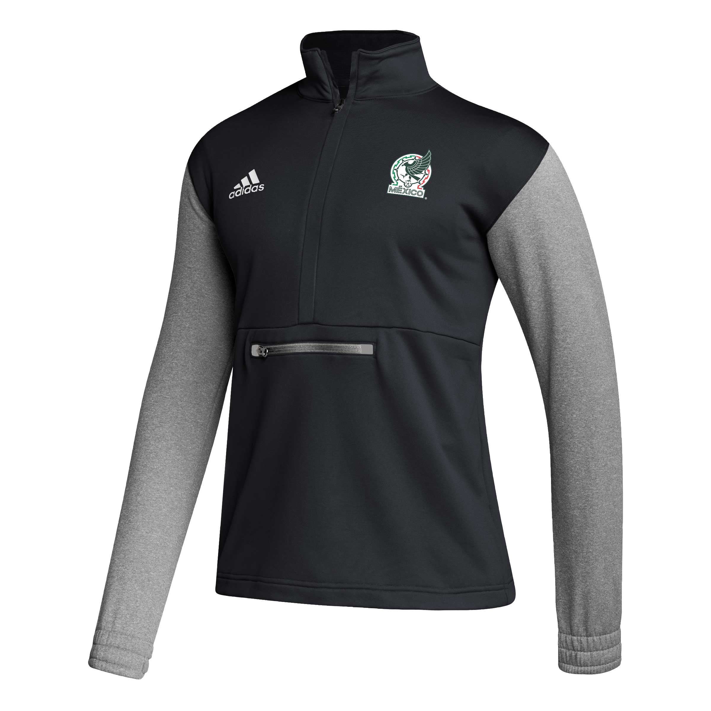 Shop mexico national team adidas crest long sleeve half-zip top – black – Mexico Football Shirts & World Cup Jerseys