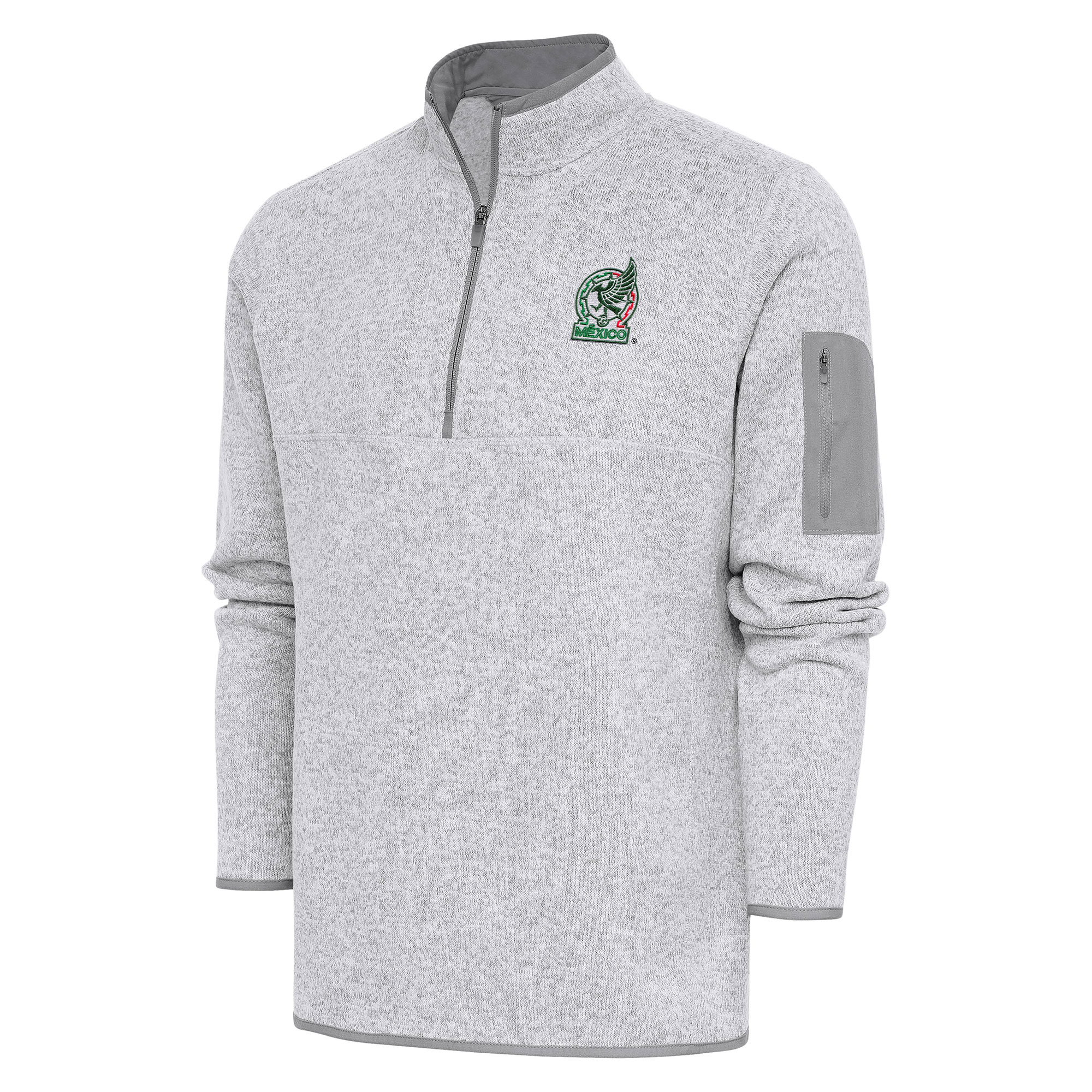 Shop mexico national team antigua elevate quarter-zip pullover – heather gray – Mexico Football Shirts & World Cup Jerseys