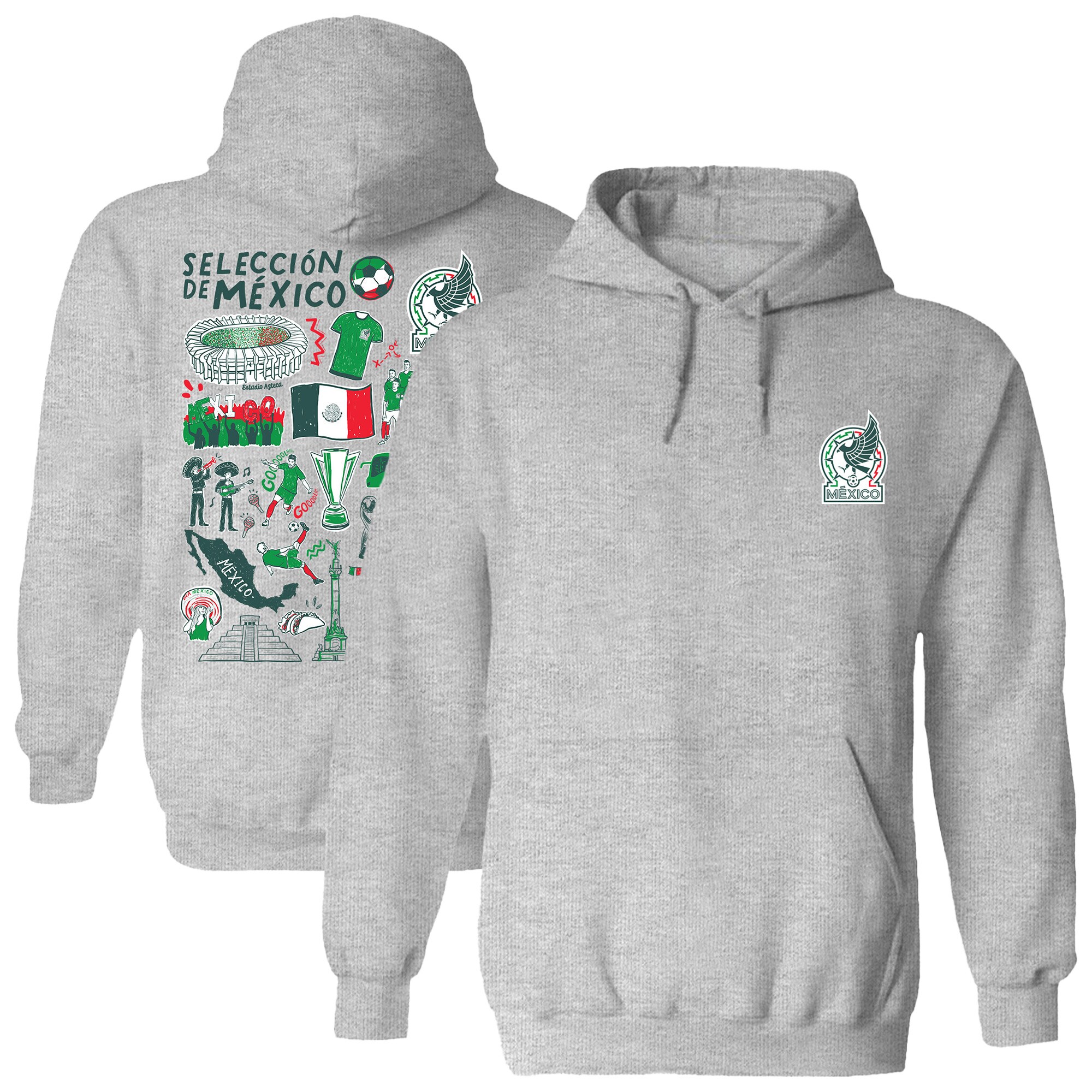 Shop mexico national team vive la fete women8217s impressions artwork pullover hoodie – gray – Mexico Football Shirts & World Cup Jerseys