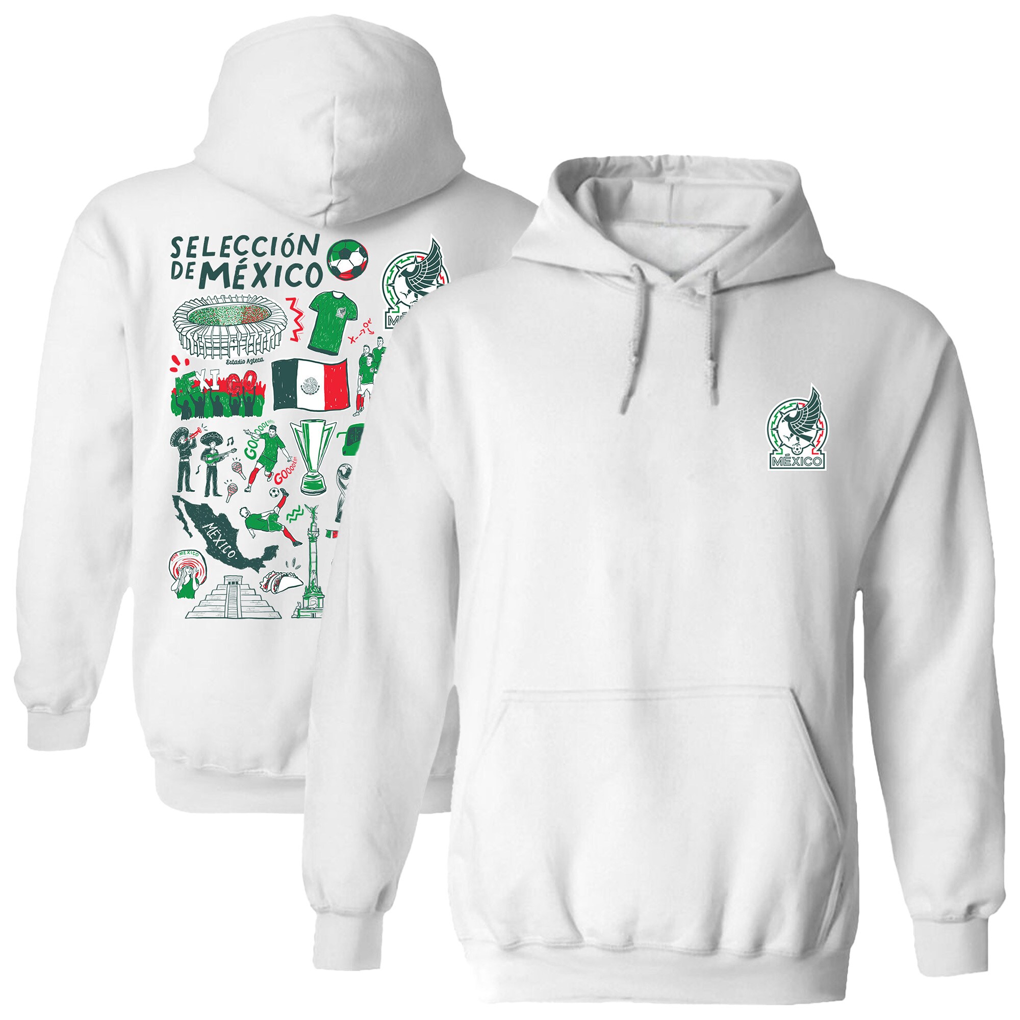 Shop mexico national team vive la fete women8217s impressions artwork pullover hoodie – white – Mexico Football Shirts & World Cup Jerseys