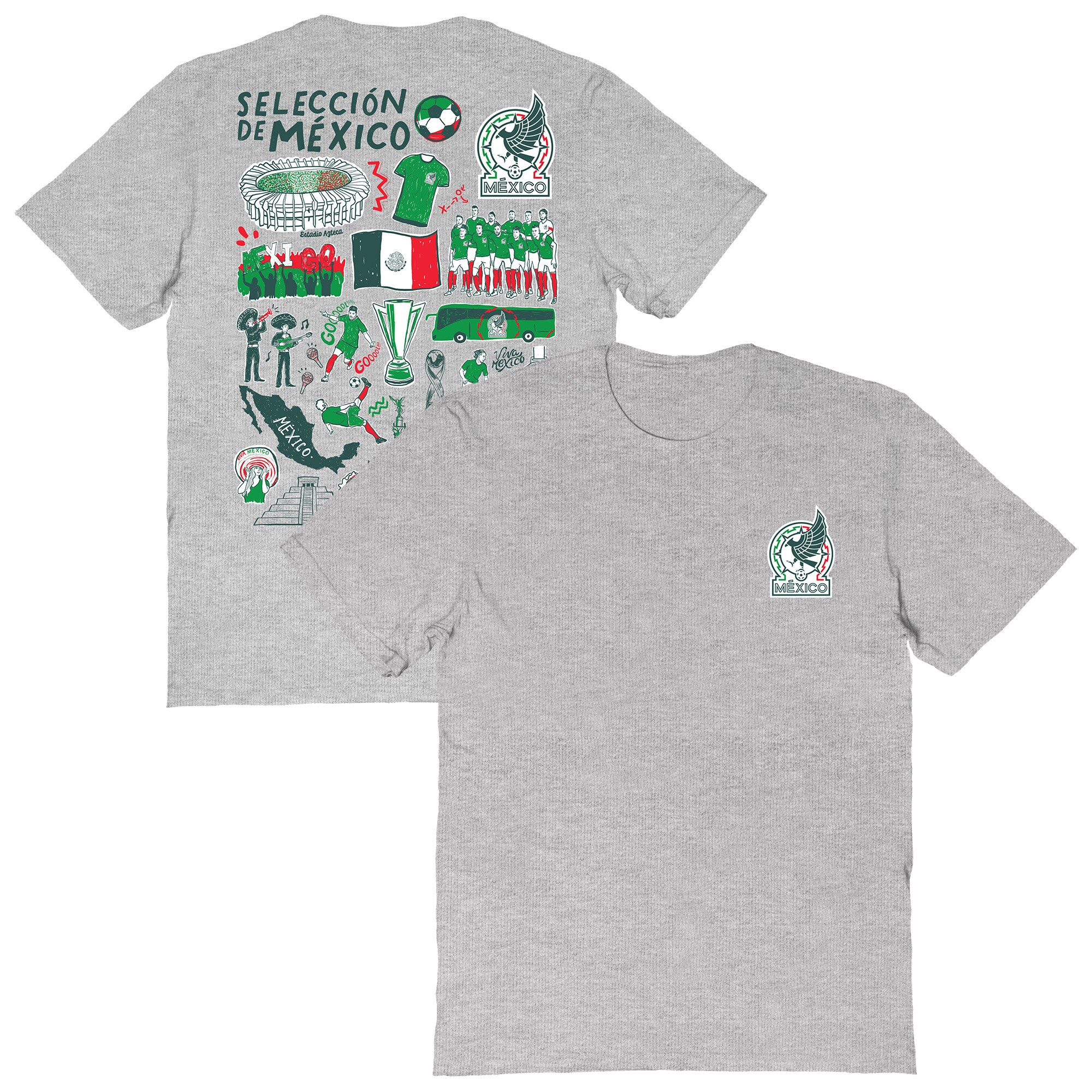 Shop mexico national team vive la fete women8217s impressions artwork t-shirt – heather gray – Mexico Football Shirts & World Cup Jerseys