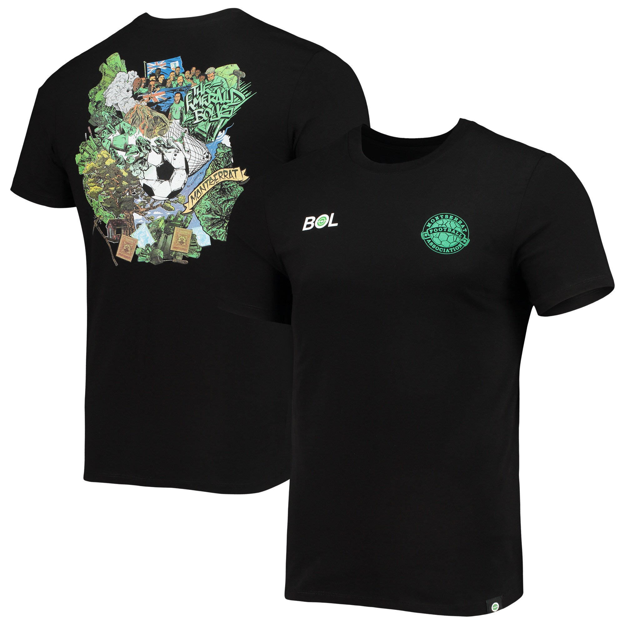 Shop montserrat national team volcano t-shirt – black – Mexico Football Shirts & World Cup Jerseys