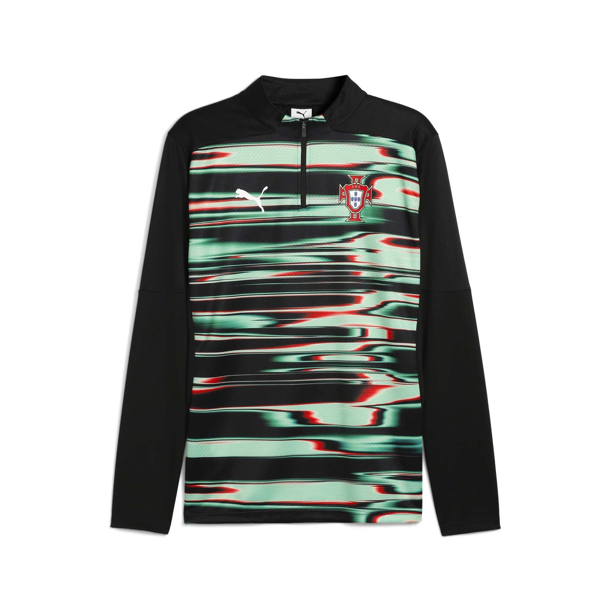 Shop portugal national team puma 2025 pre-match quarter-zip top – black – Mexico Football Shirts & World Cup Jerseys