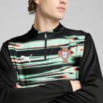 Shop portugal national team puma 2025 pre-match quarter-zip top – black – Mexico Football Shirts & World Cup Jerseys
