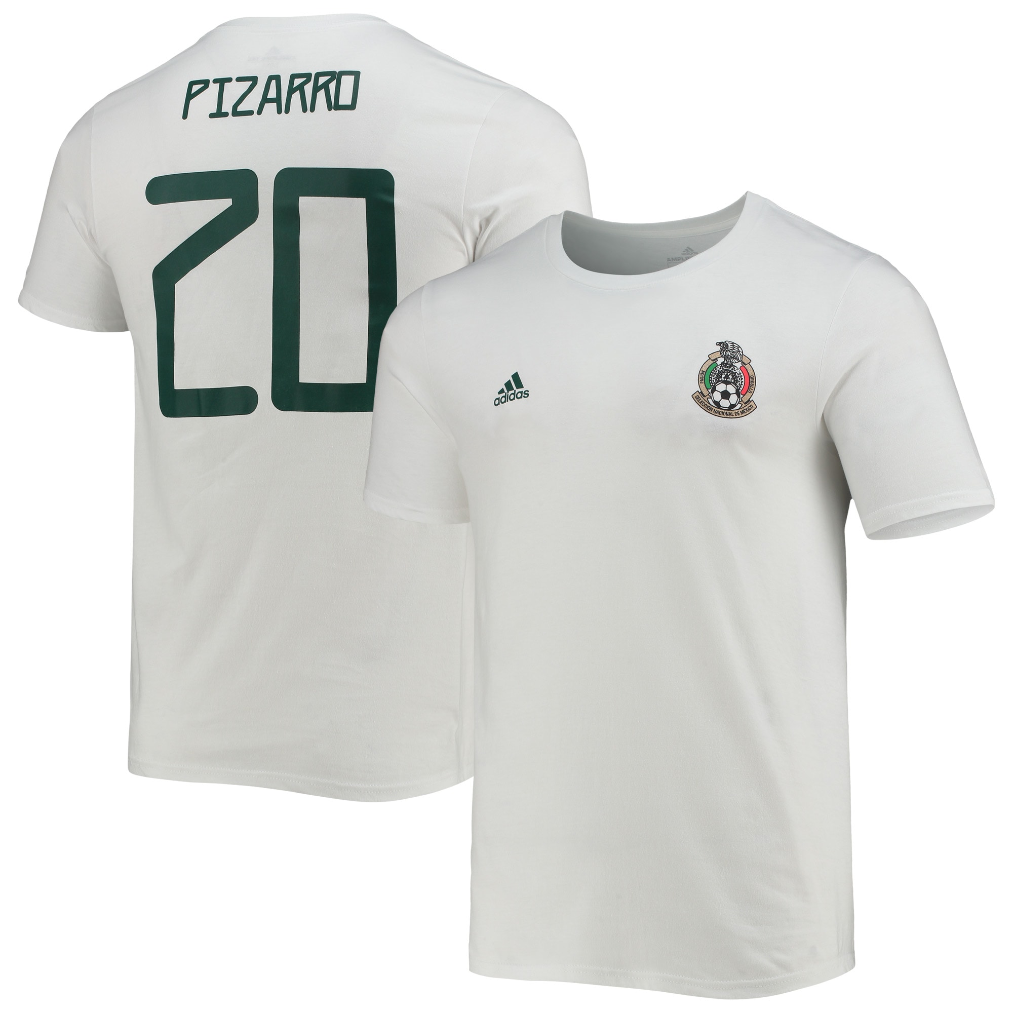 Shop rodolfo pizarro mexico national team adidas amplifier name amp number t-shirt – white – Mexico Football Shirts & World Cup Jerseys