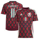 Shop santiago giménez mexico national team adidas youth 2024 home replica player jersey – burgundy – Mexico Football Shirts & World Cup Jerseys